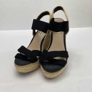 Steve Madden Black Espadrilles Woven 5” Canvas Heels.  Elastic Ankle Str…